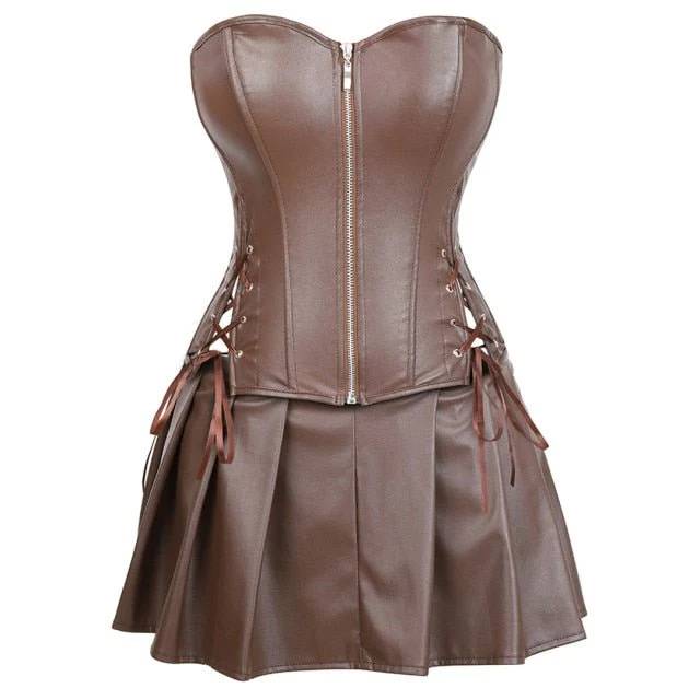 Abito a corsetto Drag Morticia (Marrone)