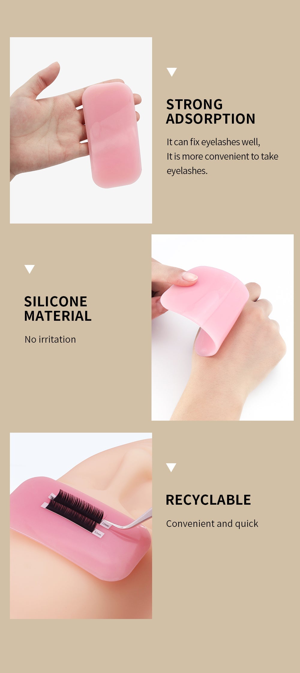 Tavolozza colla per ciglia finte (Rosa)