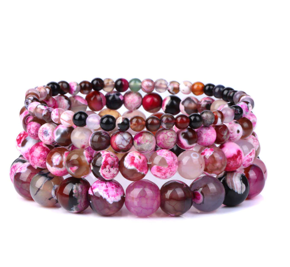 Bracciale Queen Agata di fuoco (Fucsia)