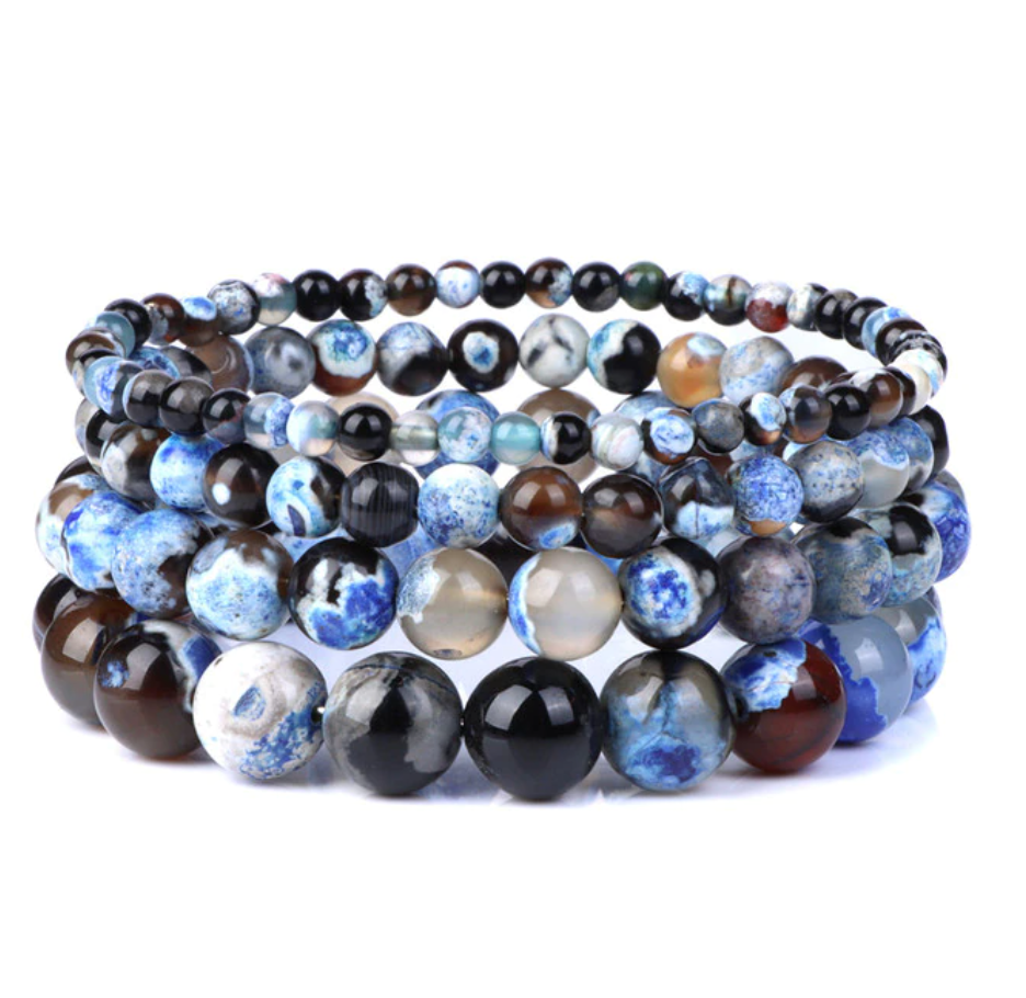 Bracciale Queen Agata di fuoco (Blu)