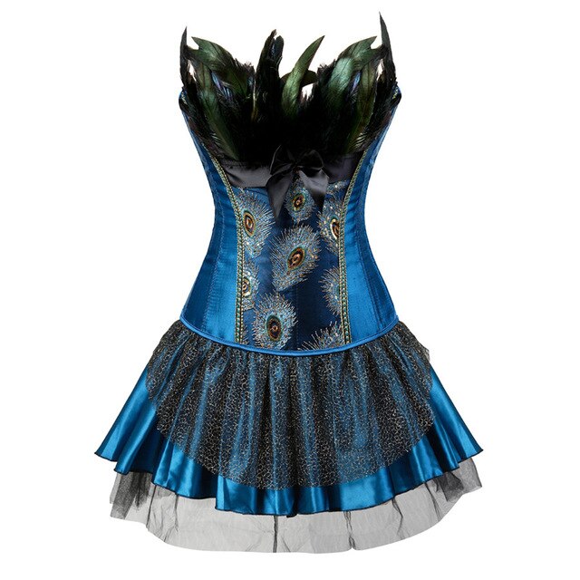 Abito a corsetto Drag Peacock (Corsetto blu / Gonna blu)