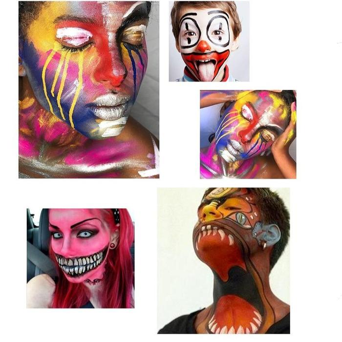 Set di 6 pennelli + 24 colori di pittura per il corpo a olio