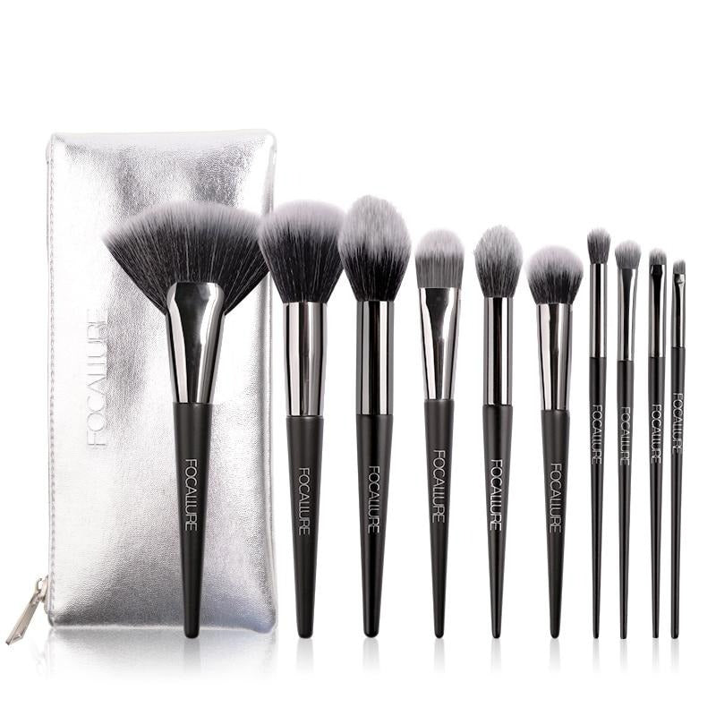 Set di 10 pennelli trucco professionali + Custodia