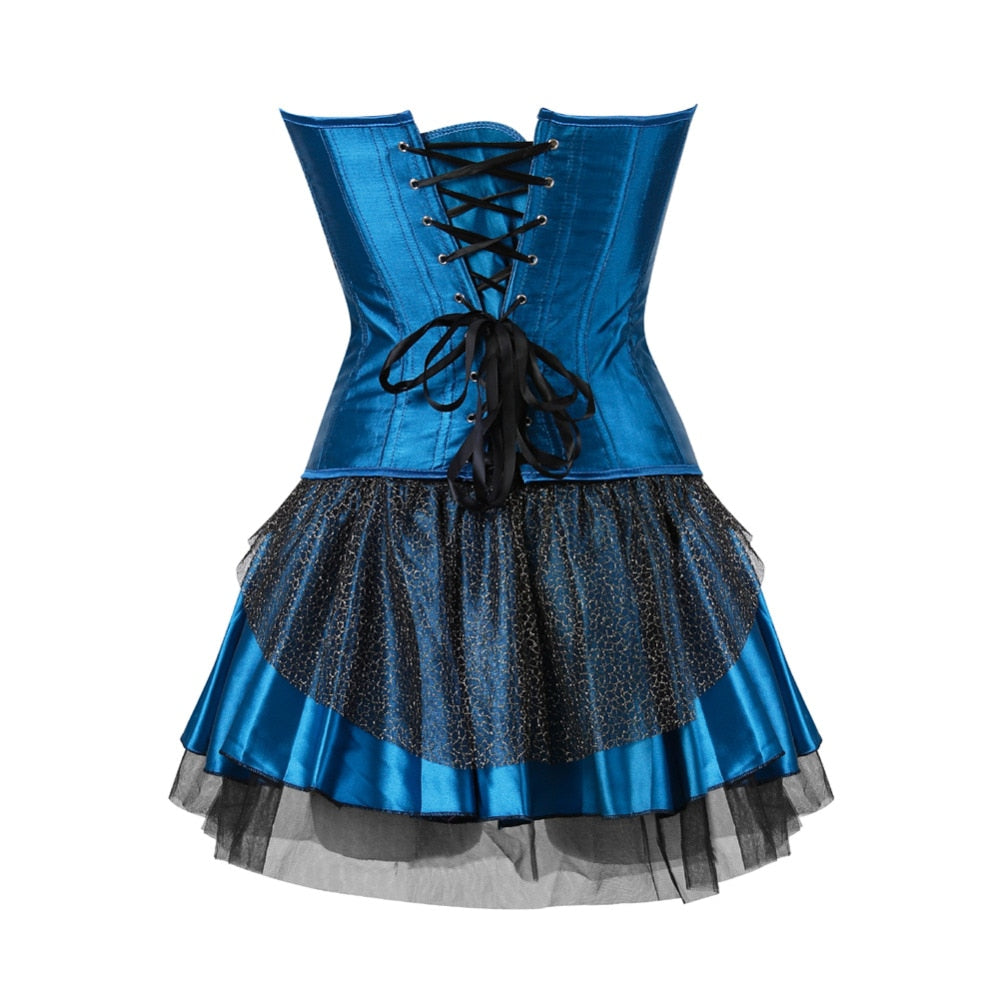 Abito a corsetto Drag Peacock (Corsetto blu / Gonna blu)