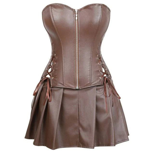 Abito a corsetto Drag Morticia (Marrone)