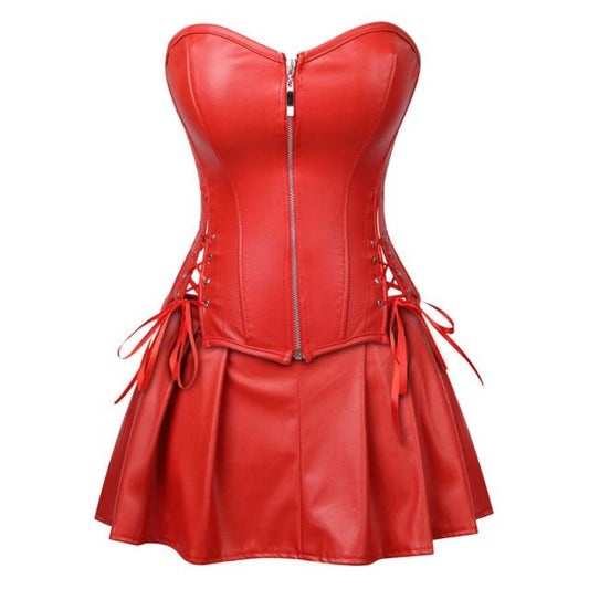 Abito a corsetto Drag Morticia (Rosso)