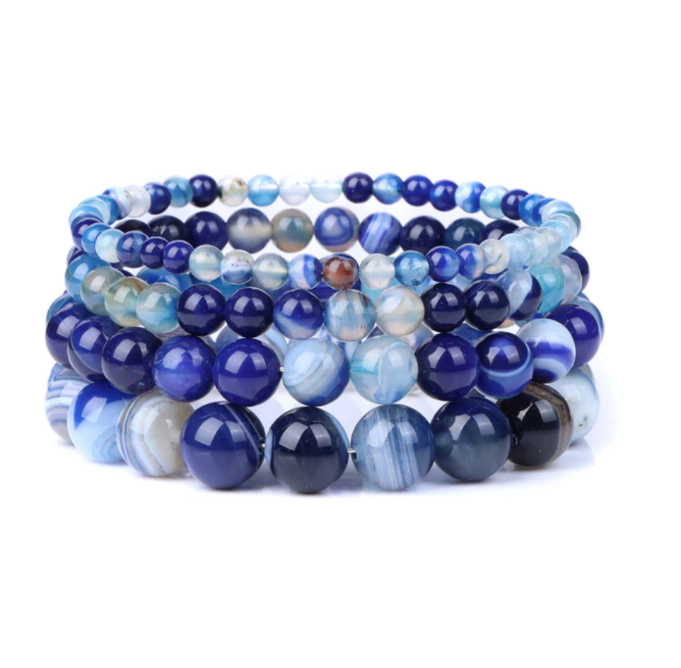 Bracciale Queen Agata striata (blu navy)