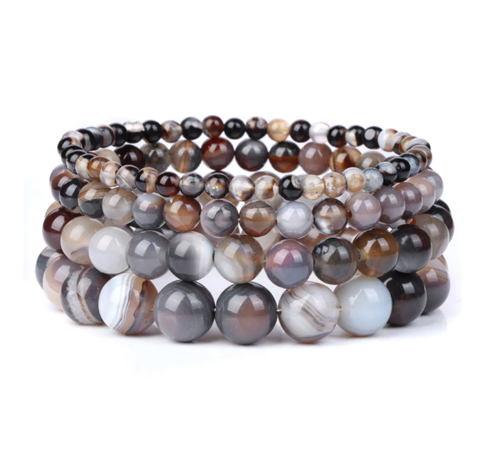 Bracciale Queen Agata striata (Grigio)