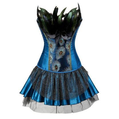 Abito a corsetto Drag Peacock (Corsetto blu / Gonna blu)