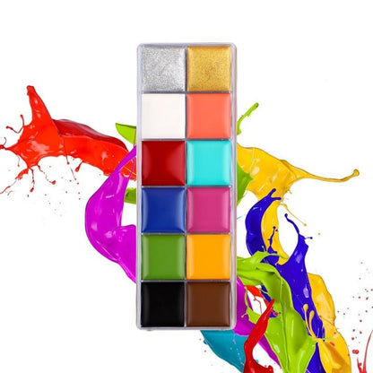 Set di 6 pennelli + 12 colori di pittura ad olio per il corpo (2 varianti)