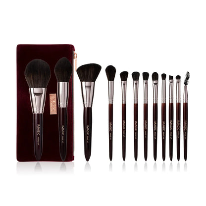 Set di pennelli per il trucco Queen Burgundy (12 pennelli + custodia)