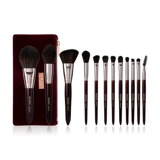 Set di pennelli per il trucco Queen Burgundy (12 pennelli + custodia)