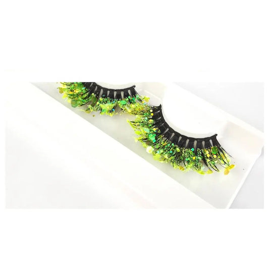 Ciglia finte Queen Sequins (Verde limone)