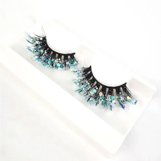 Ciglia finte Queen Sequins (Blu ghiaccio)