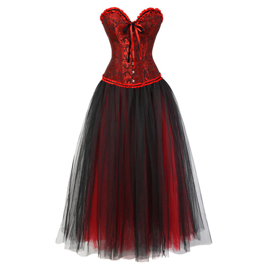 Abito a corsetto Drag Omanel (Rosso e nero)