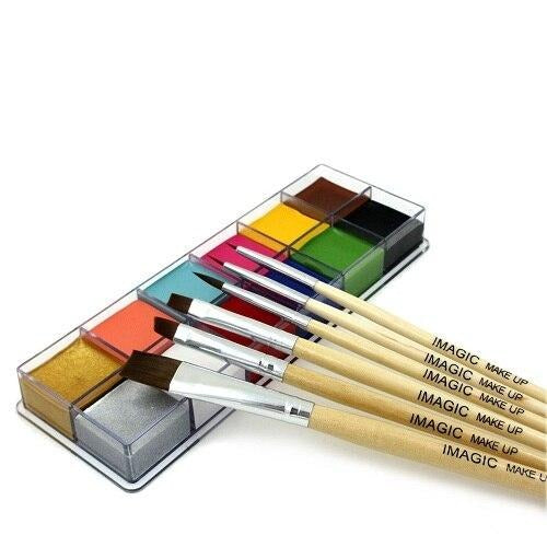 Set di 6 pennelli + 12 colori di pittura ad olio per il corpo (2 varianti)