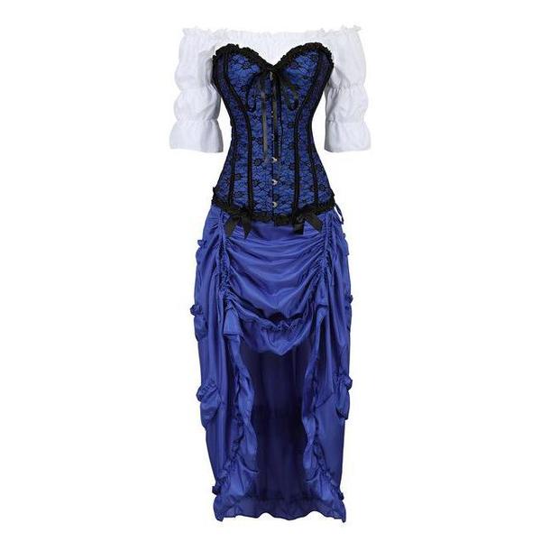 Abito a corsetto Drag Courtesan (Blu)