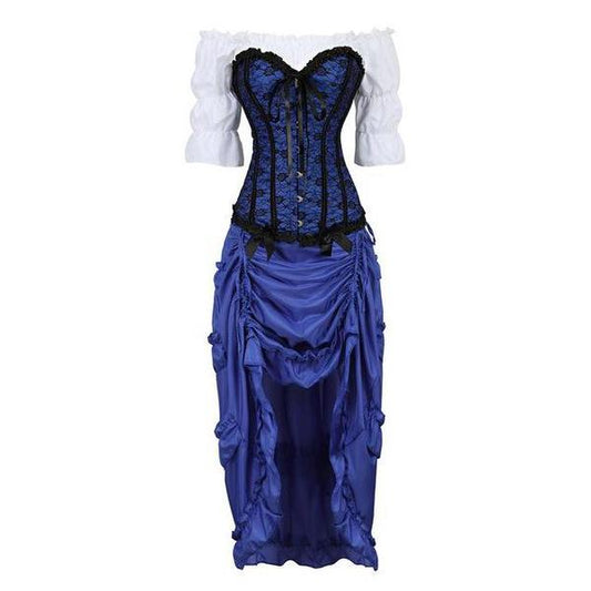 Abito a corsetto Drag Courtesan (Blu)