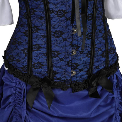 Abito a corsetto Drag Courtesan (Blu)