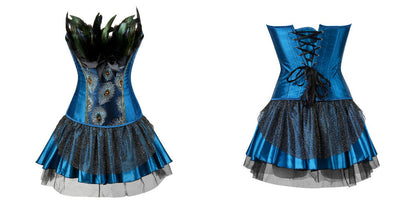 Abito a corsetto Drag Peacock (Corsetto blu / Gonna blu)
