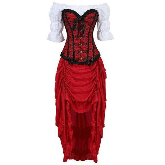 Abito a corsetto Drag Courtesan (Rosso)