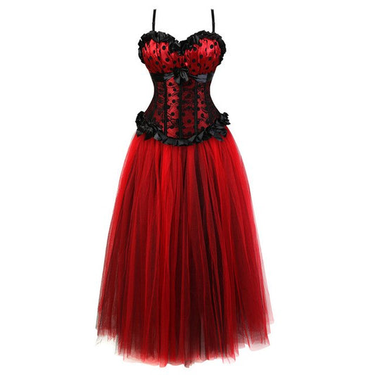 Abito a corsetto Drag Ninette (Rosso)